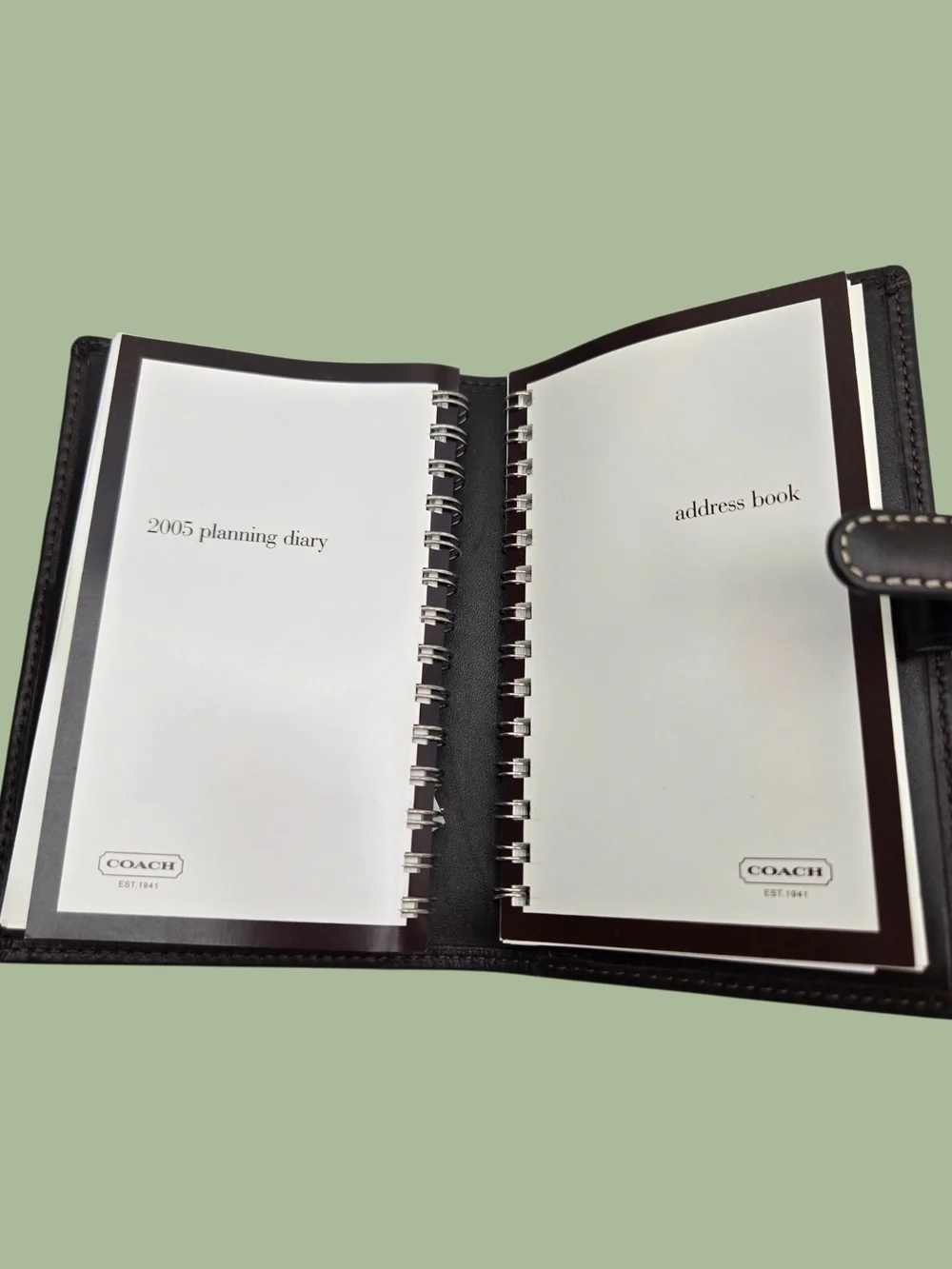 Coach Dark Brown Leather Planner Agenda Organizer FS8802 2005 Diary Insert NWT